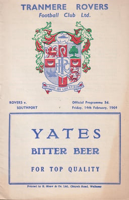 Tranmere Rovers v Southport Match Programme 1964-02-14